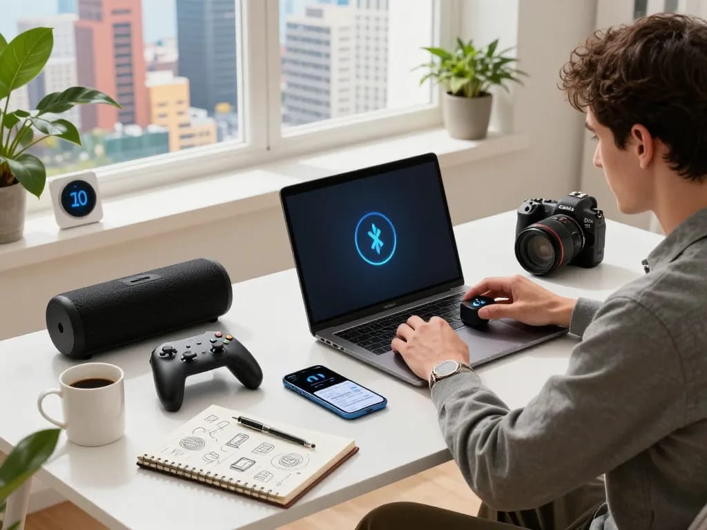 Explore cool tech gadgets under $108 showcased in an inspiring modern workspace with engaging tech activities.