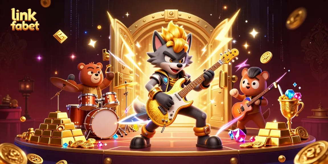 Engage with link fabet in a vibrant casino scene featuring thrilling characters and sparkling treasures.