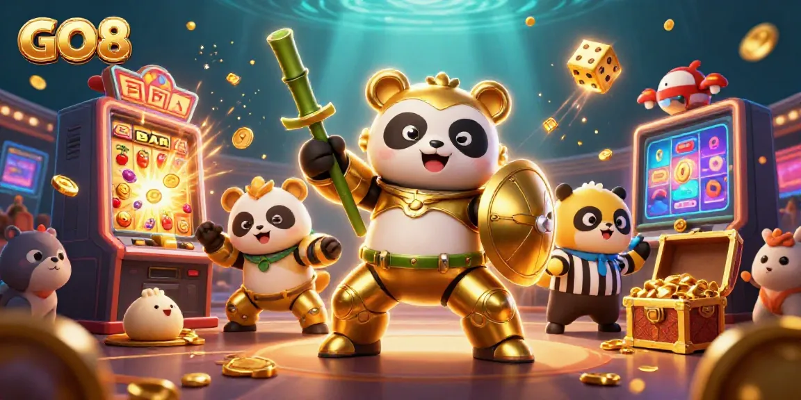 Experience thrilling wins with GO8 in this vibrant 3D casino illustration featuring exciting gaming elements.