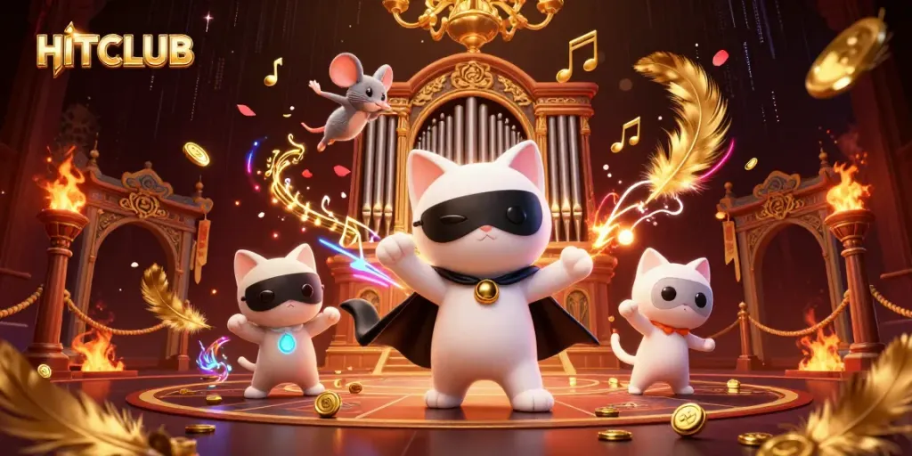 Engage with HITCLUB's thrilling casino experience, featuring a whimsical scene with vibrant elements.