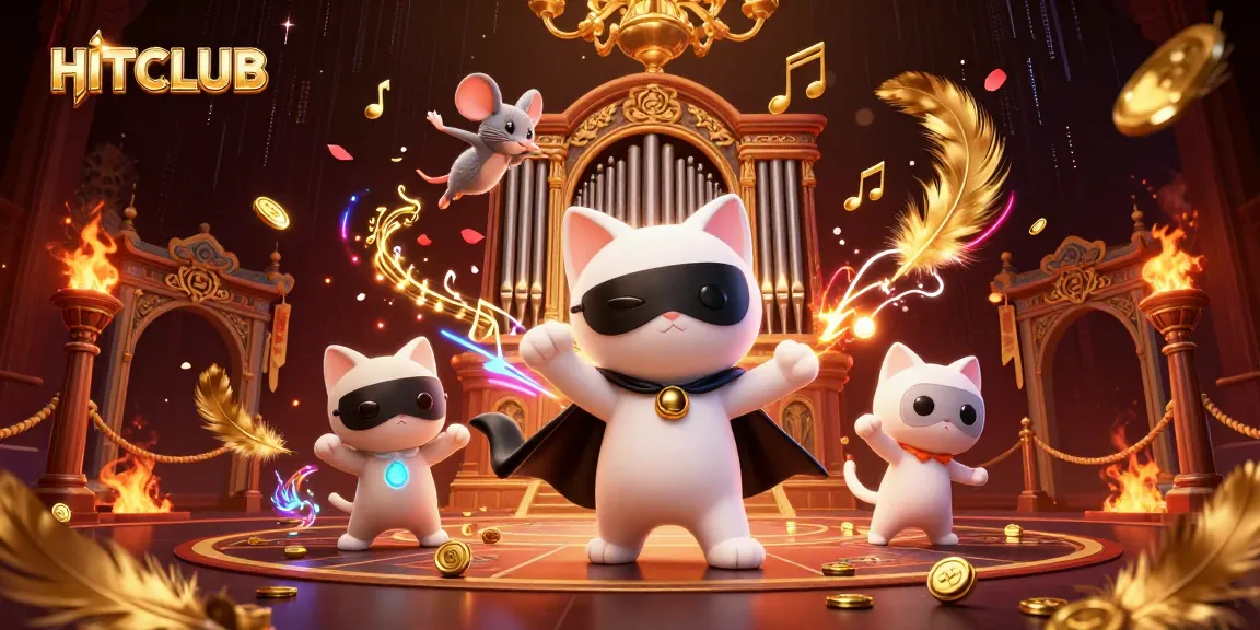 Engage with HITCLUB's thrilling casino experience, featuring a whimsical scene with vibrant elements.