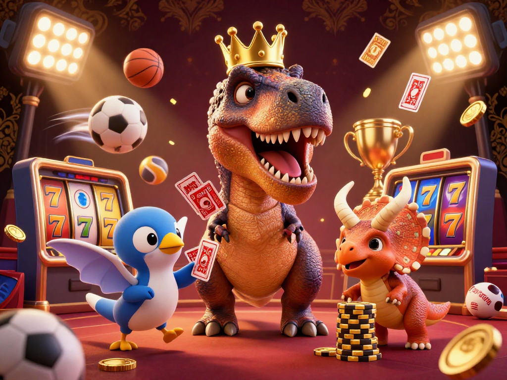 Experience thrilling games at fly8889 with friendly characters engaging in vibrant casino fun, surrounded by colorful elements.