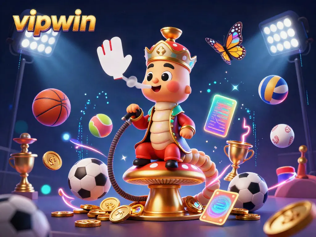 Engage with vipwin's exciting gaming, featuring a vibrant illustration of a casino scene with dynamic elements.