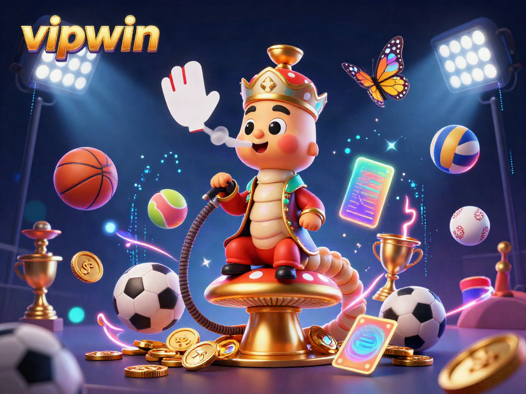 Engage with vipwin's exciting gaming, featuring a vibrant illustration of a casino scene with dynamic elements.