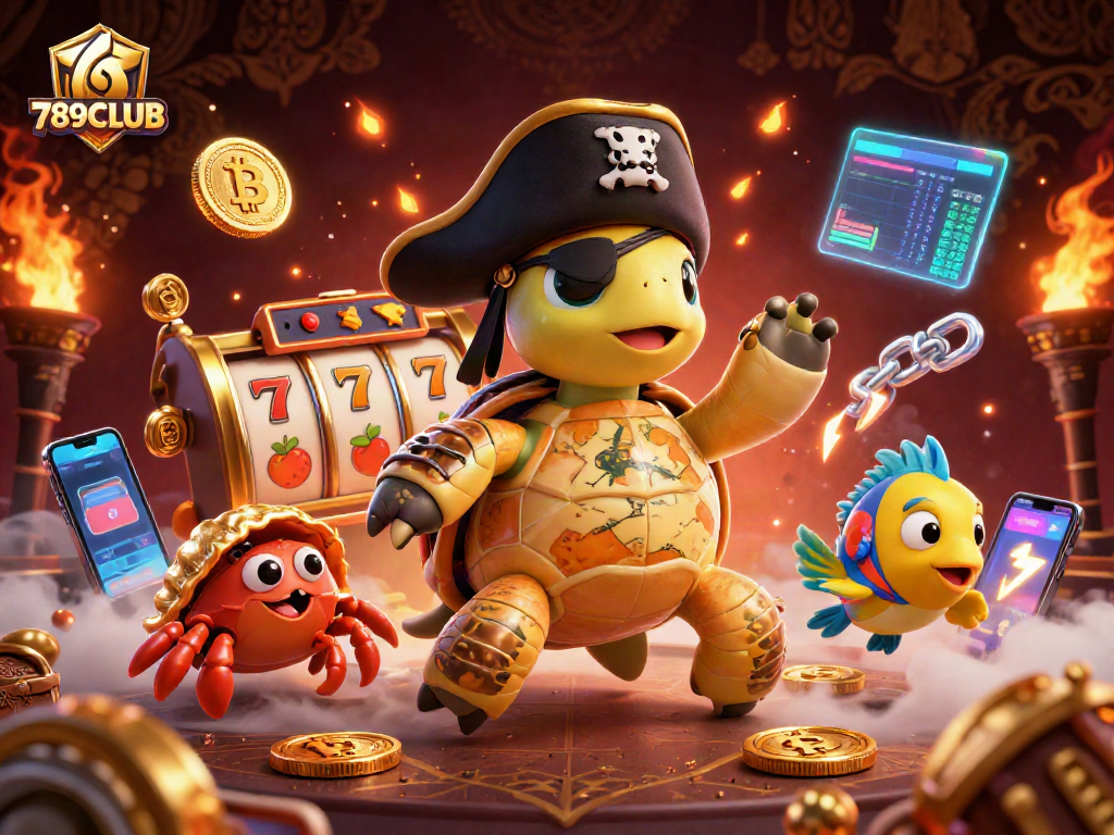 Engage with 789CLUB as the pirate turtle and friends discover treasure in a vibrant casino environment.