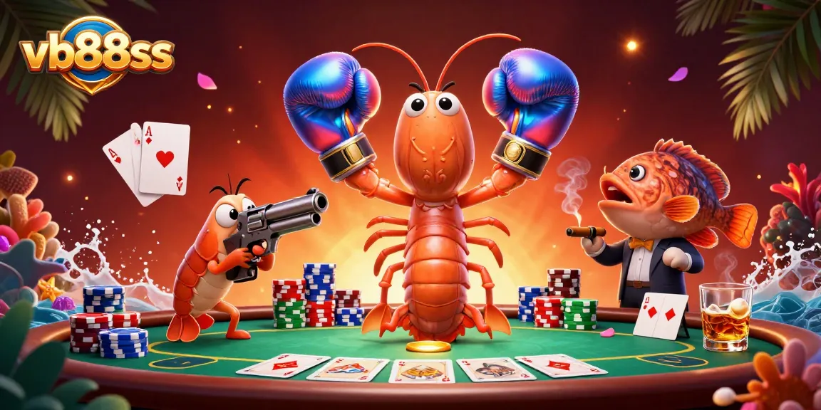 Engage in thrilling gaming at vb88sss with a vibrant 3D casino scene featuring dynamic poker elements.
