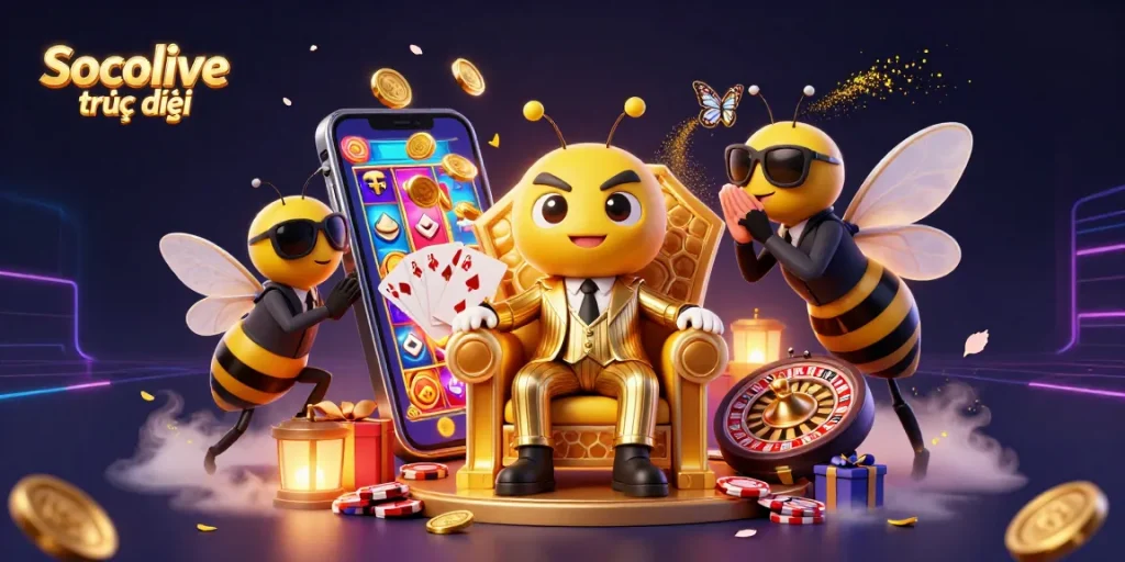Experience thrilling moments of Socolive trực tiếp while navigating an exciting 3D gambling scene.
